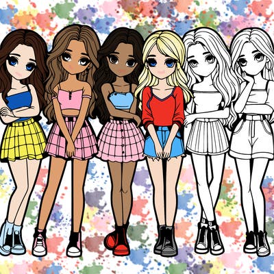 a group of girls realistic