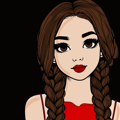 realistic girl with braids