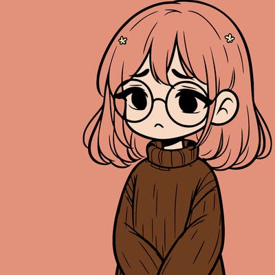 sad girl with glasses in a sweater