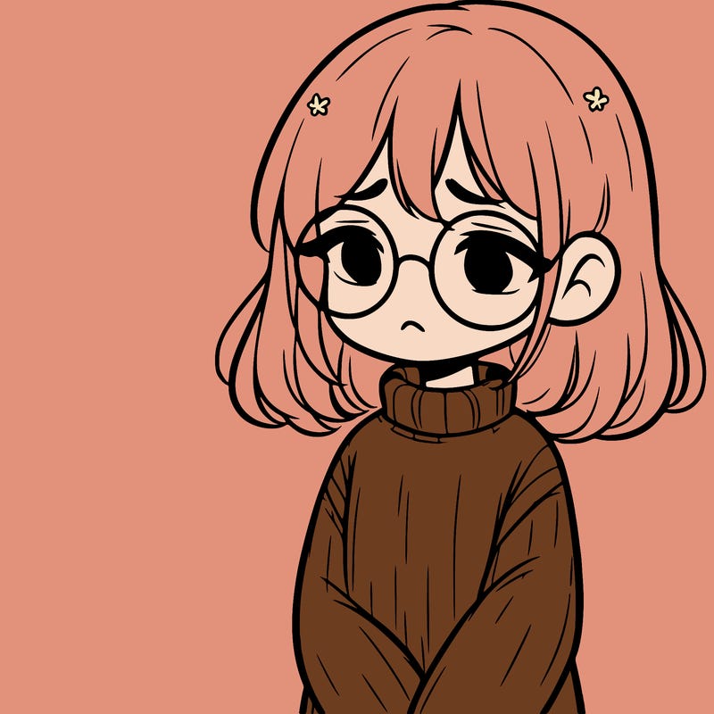 sad girl with glasses in a sweater