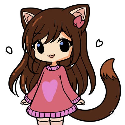 girl with cat ears and tail