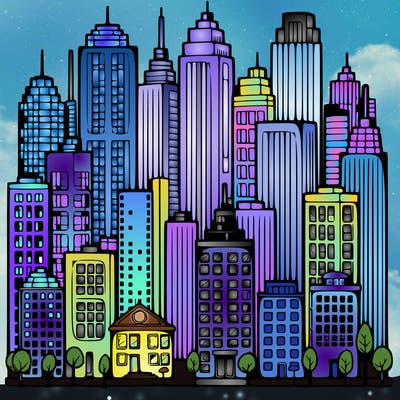 a city with skyscrapers