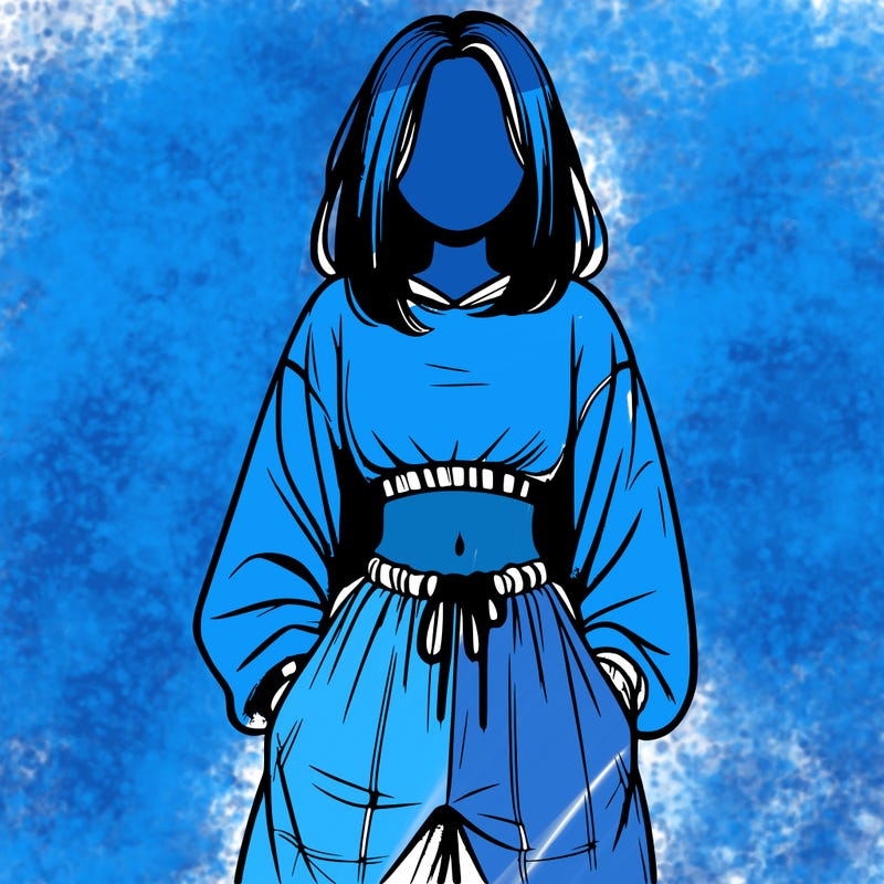 realistic girl faceless with baggy pants and a crop top