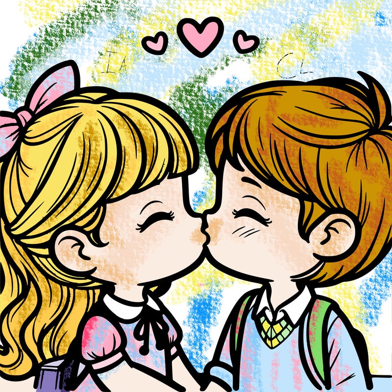 boy and girl kissing