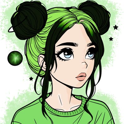 realistic girl with space buns