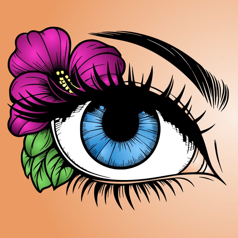realistic eye with flower