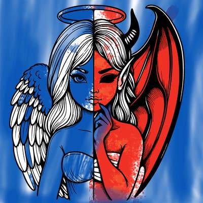 realistic angel half demon