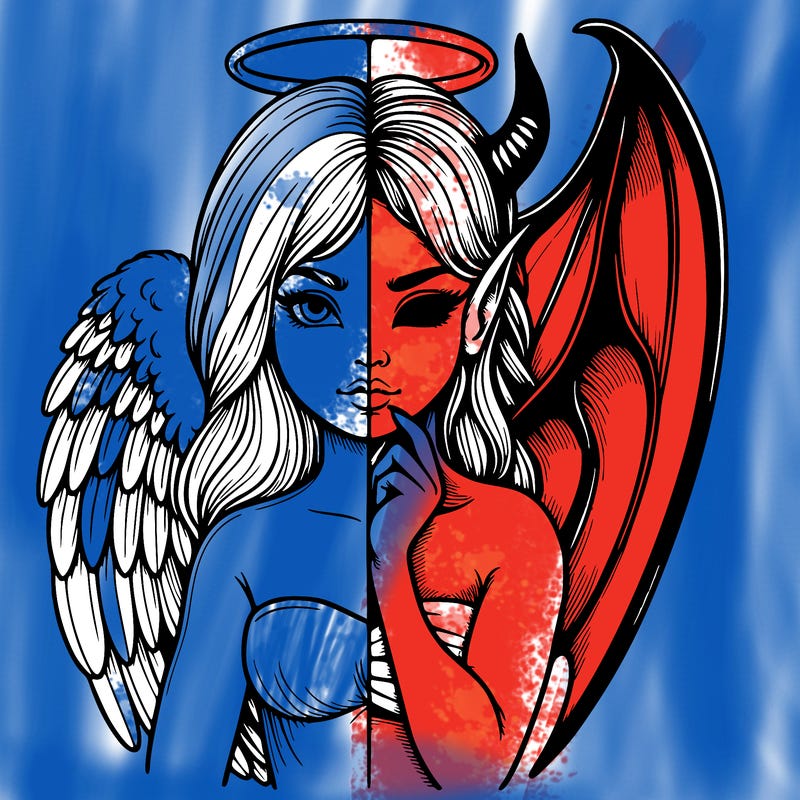 realistic angel half demon