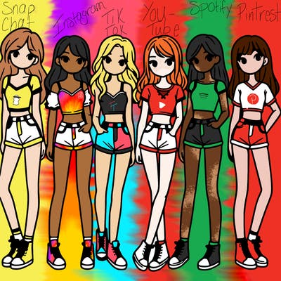 a group of girls wearing crop tops and shorts