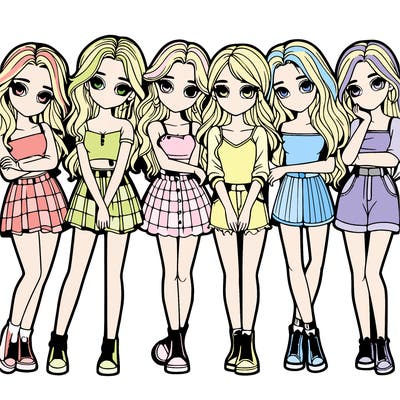 a group of girls realistic