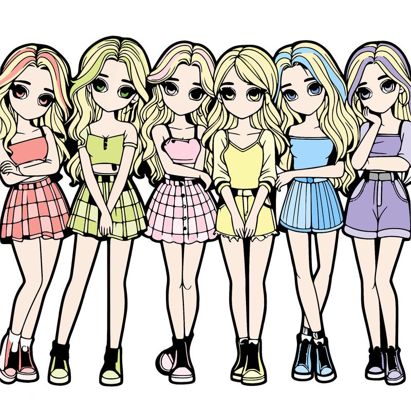 a group of girls realistic