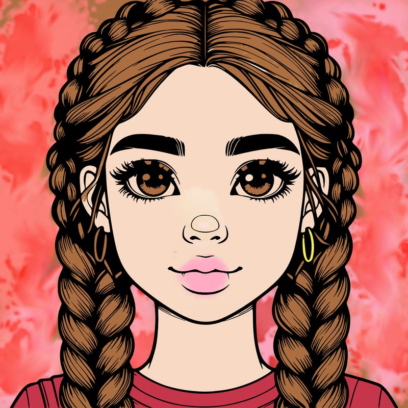 realistic girl with braids