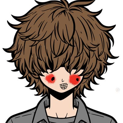 manga boy fluffy hair covering his eyes