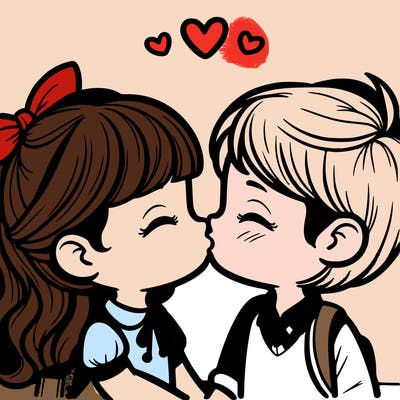 boy and girl kissing