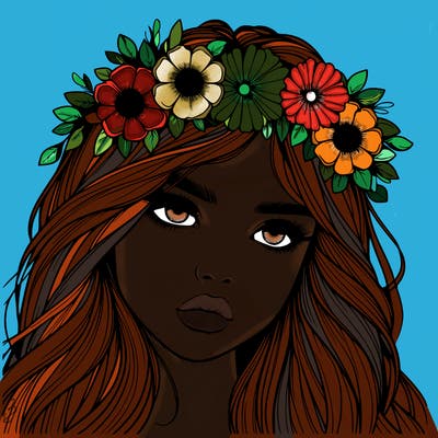 realistic girl with flowers crown