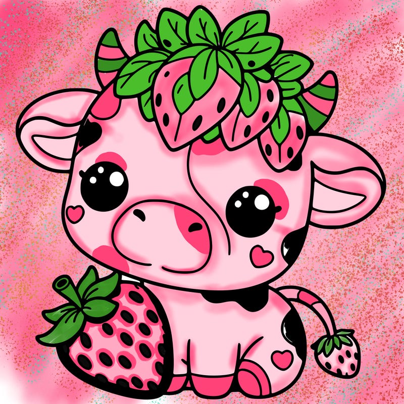 cute strawberry cow