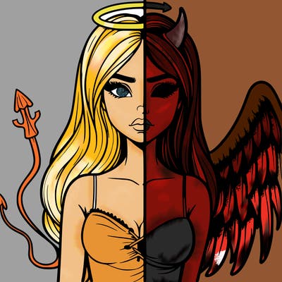 devil vs angel realistic girl