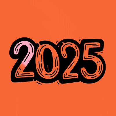 one line scrawled numbers sketch design “2025”