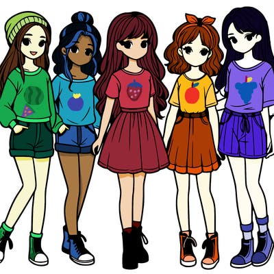 a group of five girls