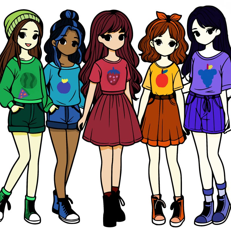 a group of five girls