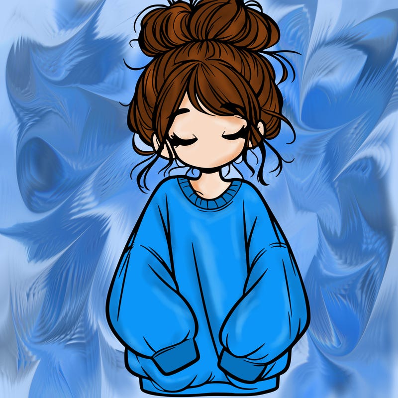 girl with baggy sweatshirt and messy bun