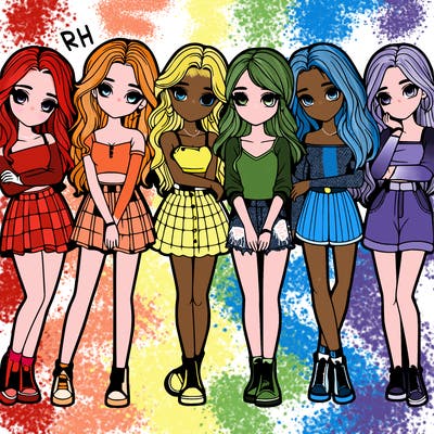 a group of girls realistic