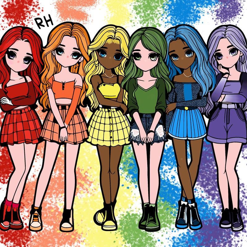 a group of girls realistic