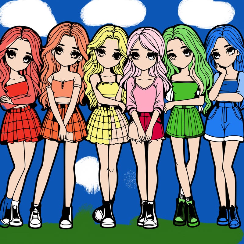 a group of girls realistic