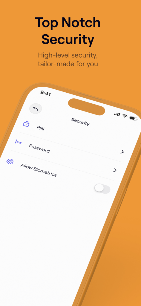 GiftCardsToNaira:Sell GiftCard - Security settings page of the GiftCardsToNaira app featuring PIN and biometric authentication options