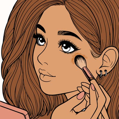 a realistic girl doing her makeup