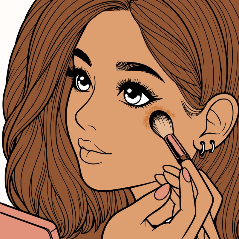 a realistic girl doing her makeup