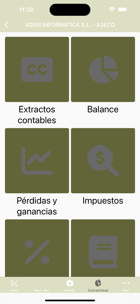 ADMS - Dashboard contabile dell'app mobile ADMS che mostra bilanci e report fiscali