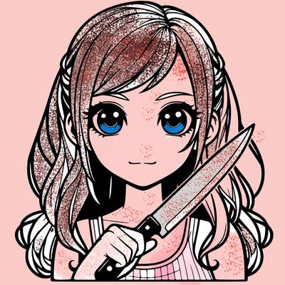 realistic girl holding a knife
