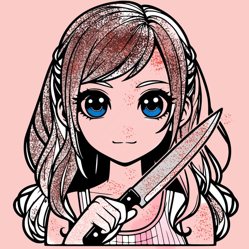 realistic girl holding a knife