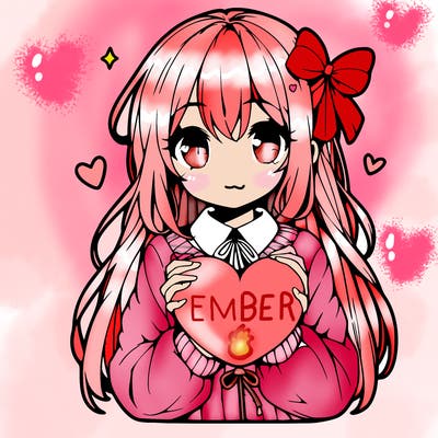 anime girl holding a heart balloon