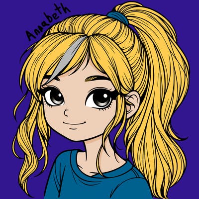 realistic girl with ponytail