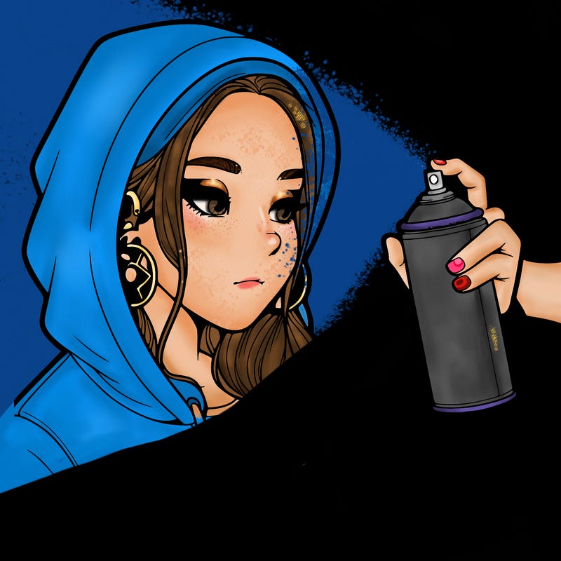 a realistic girl, spray painting