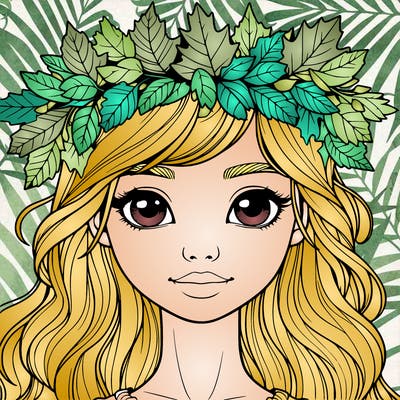 realistic girl with fall leaf crown