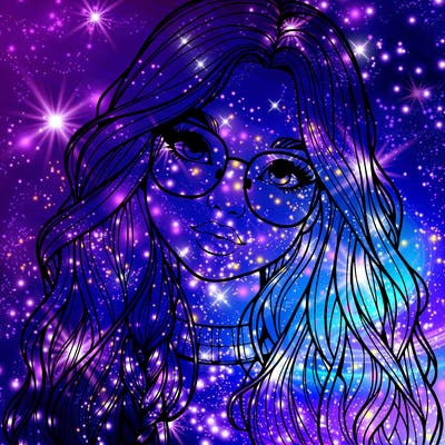 girl with long hair and freckles and glasses realistic