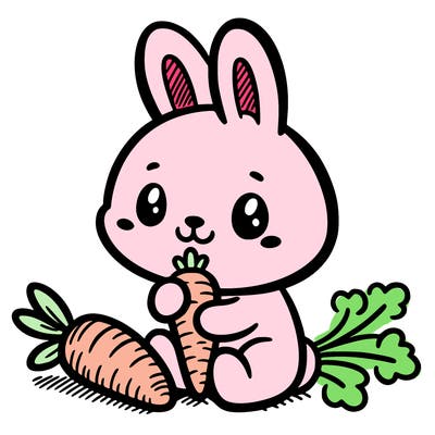 cute bunny eating a carrot