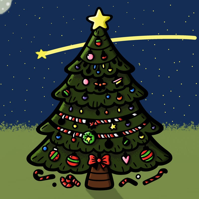christmas tree with lots of details