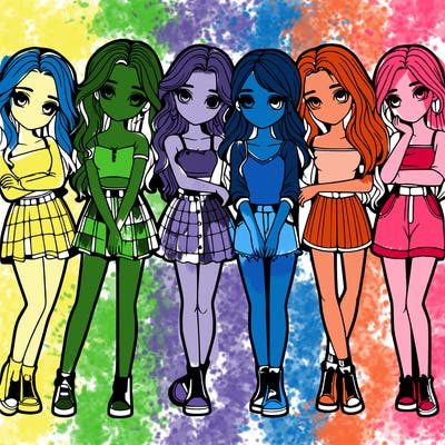 a group of girls realistic