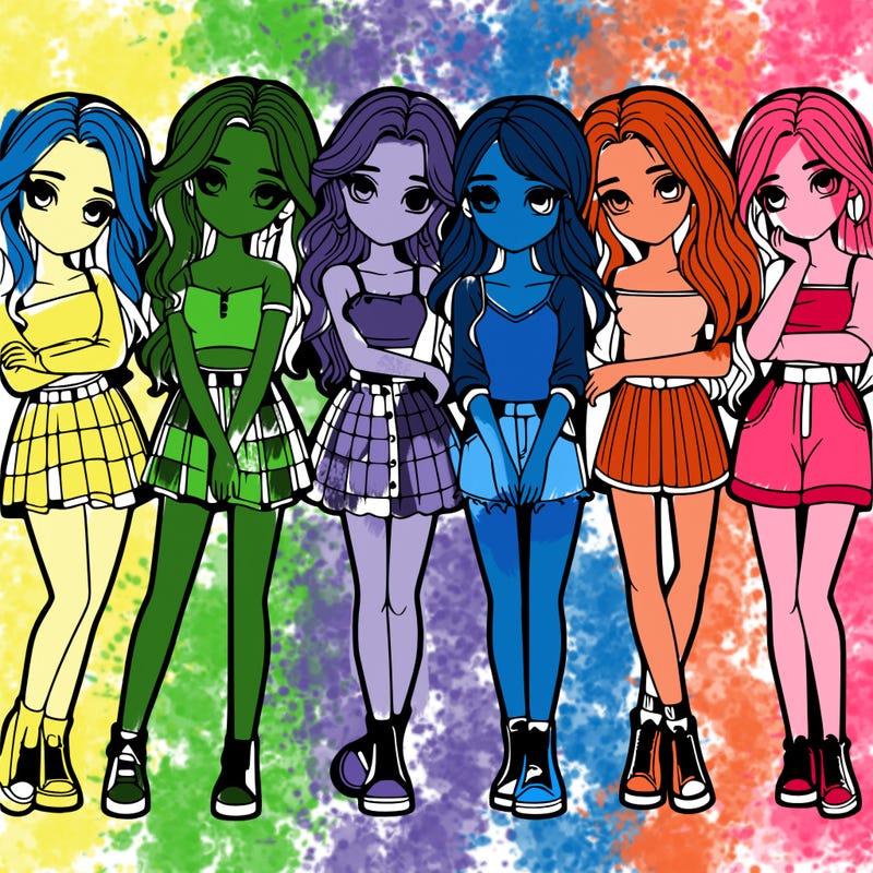 a group of girls realistic