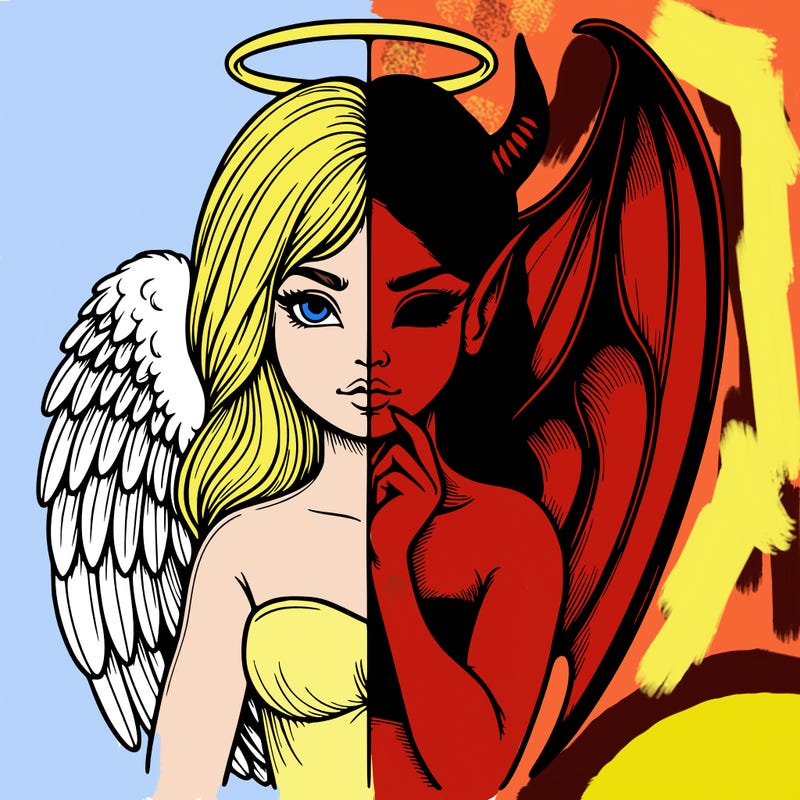 realistic angel half demon