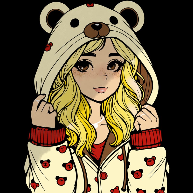 realistic girl in a animal pjs hoodie
