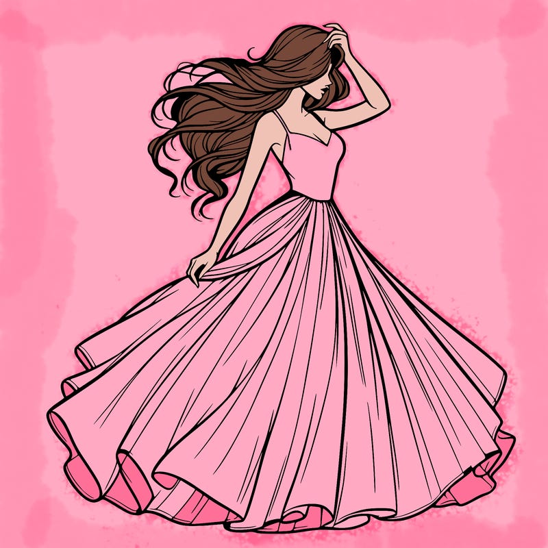 realistic woman with dress flowing in the wind