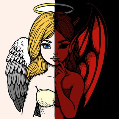 realistic angel half demon