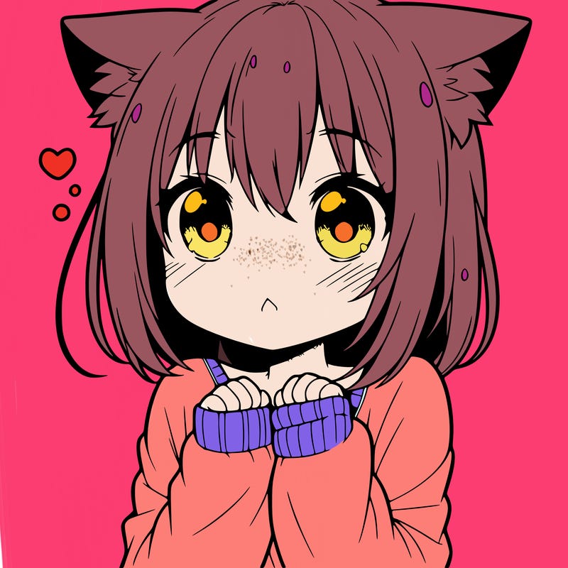 shy anime catgirl