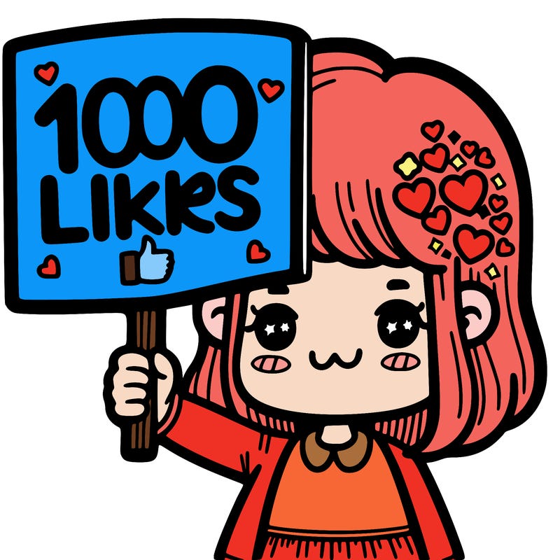 girl holding a sign  saying 1000 likes