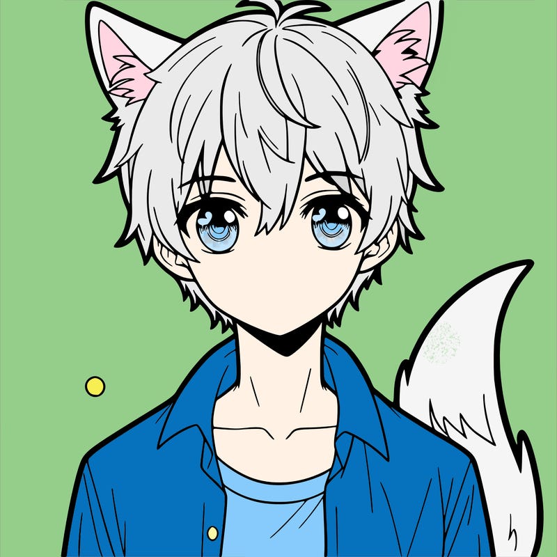 manga boy with fox eyes fox ears and fox tail